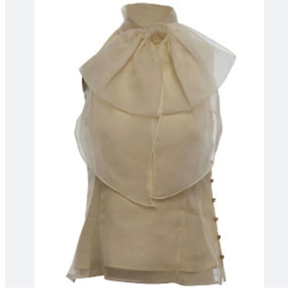 Milly Ivory 🤩 Gwyneth Halter Top with Bow - Picture 2 of 5